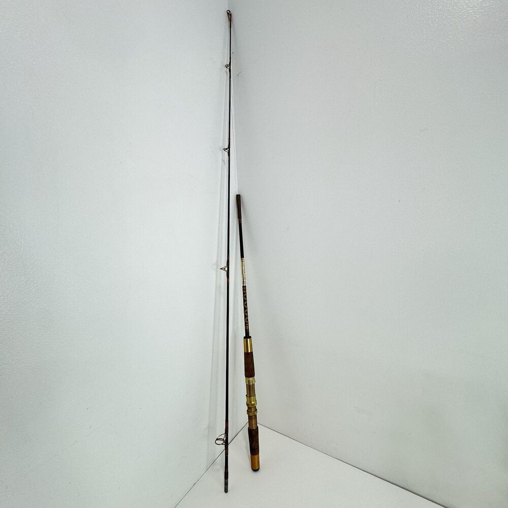 Vintage Heddon Pal 845 6' Two Piece Fishing Rod Cork Gold Tone USA